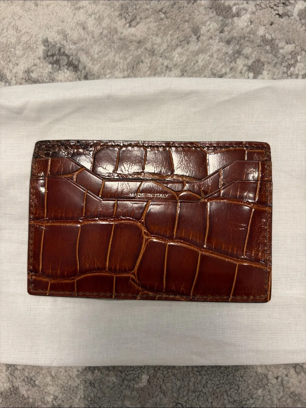 Tom Ford Cognac Croc-Embossed Leather Card Holder